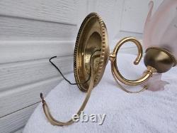 F. FABBIAN Frosted Hand-Blown Pink Glass Murano Made in Italy Wall Sconces