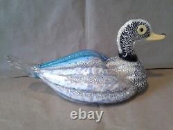 FABULOUS VINTAGE VETRI DI MURANO FORMIA DUCK MADE IN ITALY 9.5 SILVER and BLUE