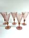 FIVE Hand Blown Murano Venetian 7 Antique Pink Wine Glasses with Gold Flecks