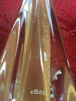 FLAWLESS Exquisite MURANO Italy Art Glass CHRISTMAS TREE Gold Glitter In Clear