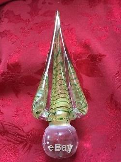 FLAWLESS Exquisite MURANO Italy Art Glass CHRISTMAS TREE Gold Green In Clear