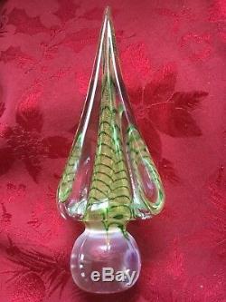 FLAWLESS Exquisite MURANO Italy Art Glass CHRISTMAS TREE Gold Green In Clear