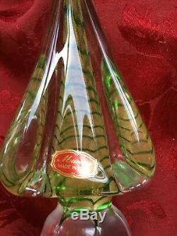 FLAWLESS Exquisite MURANO Italy Art Glass CHRISTMAS TREE Gold Green In Clear