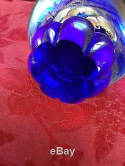 FLAWLESS Exquisite MURANO Italy Glass Cone CHRISTMAS TREE Blue Gold SWIRLS