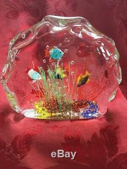 FLAWLESS Stunning MURANO CENEDESE Glass 6 FISH ART SEAWEED AQUARIUM Sculpture