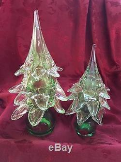 FLAWLESS Stunning MURANO Italy Art Glass Green Gold CHRISTMAS TREE Clear Encased