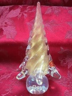 FLAWLESS Stunning MURANO Italy One Tier Gold Twist Art Crystal CHRISTMAS TREE