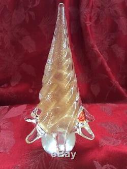FLAWLESS Stunning MURANO Italy One Tier Gold Twist Art Crystal CHRISTMAS TREE
