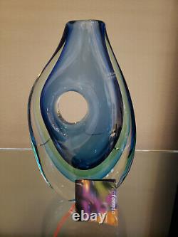 FORMIA Murano Art Glass Hand Blown Hole Design Vase Heavy Made in Italy
