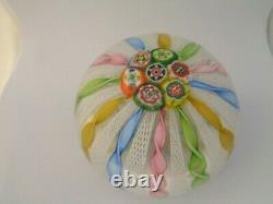 FRATELLI TOSO Murano Glass Zanfirico Ribbon Millefiori CROWN Paperweight Pastel