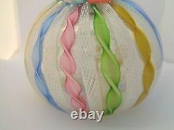 FRATELLI TOSO Murano Glass Zanfirico Ribbon Millefiori CROWN Paperweight Pastel