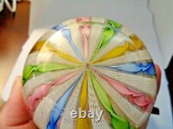 FRATELLI TOSO Murano Glass Zanfirico Ribbon Millefiori CROWN Paperweight Pastel