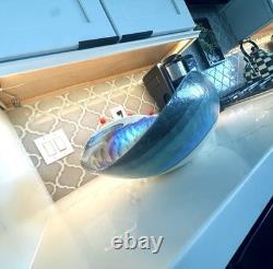 Ferro Murano 21 Iridescent Hand Blown Art Glass Centerpiece Iridescent Swirl