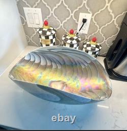 Ferro Murano 21 Iridescent Hand Blown Art Glass Centerpiece Iridescent Swirl
