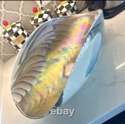 Ferro Murano 21 Iridescent Hand Blown Art Glass Centerpiece Iridescent Swirl