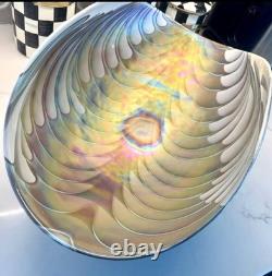 Ferro Murano 21 Iridescent Hand Blown Art Glass Centerpiece Iridescent Swirl
