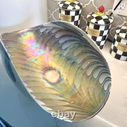 Ferro Murano 21 Iridescent Hand Blown Art Glass Centerpiece Iridescent Swirl