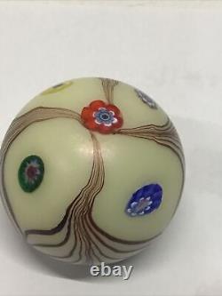 Ferro Murano Signed Hand Blown Glass Pulled Feather Paperweight 3 x 2.5 tall