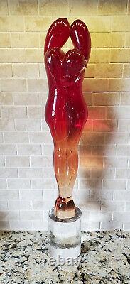 Fine Italian MURANO GLASS Female Lovers Embrace Statue Heavy SIGNED RARE