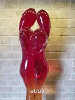 Fine Italian MURANO GLASS Female Lovers Embrace Statue Heavy SIGNED RARE