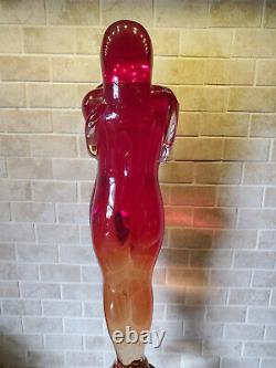 Fine Italian MURANO GLASS Female Lovers Embrace Statue Heavy SIGNED RARE