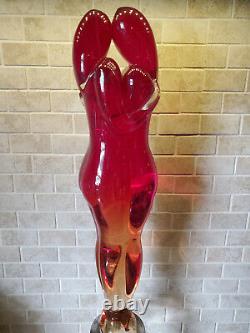 Fine Italian MURANO GLASS Female Lovers Embrace Statue Heavy SIGNED RARE