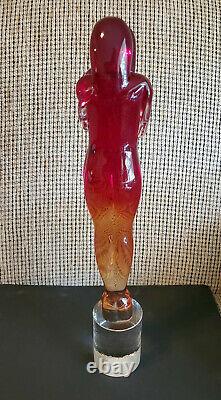 Fine Italian MURANO GLASS Female Lovers Embrace Statue Heavy SIGNED RARE