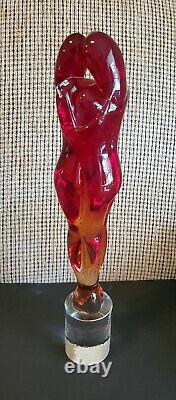 Fine Italian MURANO GLASS Female Lovers Embrace Statue Heavy SIGNED RARE