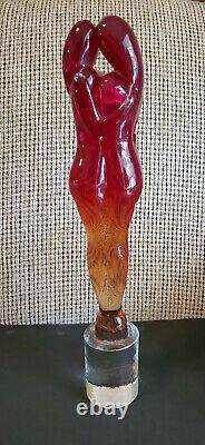 Fine Italian MURANO GLASS Female Lovers Embrace Statue Heavy SIGNED RARE