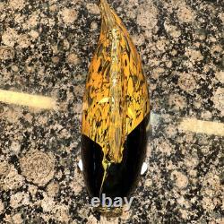 Fish Large Murano Style Hand Blown Art Glass Fish Orange & Black. 11 Long 7H