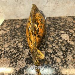Fish Large Murano Style Hand Blown Art Glass Fish Orange & Black. 11 Long 7H