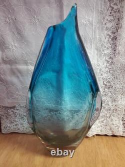 Flavio Poli Penguin Large Sommerso Vase Murano Style Hand Blown Glass Mid Cenury