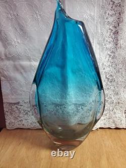 Flavio Poli Penguin Large Sommerso Vase Murano Style Hand Blown Glass Mid Cenury