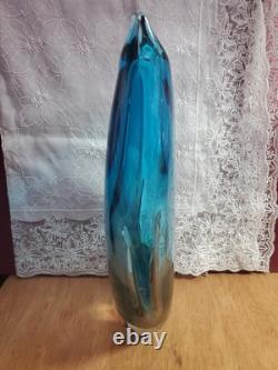 Flavio Poli Penguin Large Sommerso Vase Murano Style Hand Blown Glass Mid Cenury
