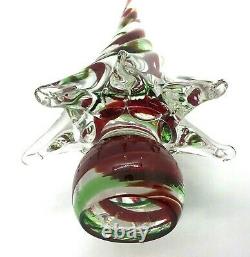 Formia Italian Vintage Red Green Murano Glass Christmas Tree Sculpture 10 Tall