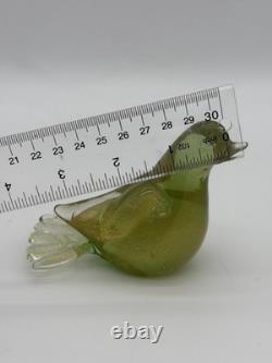 Formia Murano Italy Art Glass Green & Gold Flecked Bird Hand Blown Figurine Formia Murano Italy Art Glass Green & Gold Flecked Bird Hand Blown Figurine
