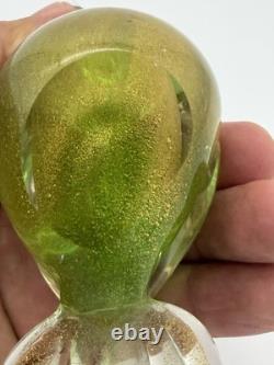 Formia Murano Italy Art Glass Green & Gold Flecked Bird Hand Blown Figurine Formia Murano Italy Art Glass Green & Gold Flecked Bird Hand Blown Figurine