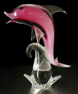 Formia Vertri Di 13 Murano Italian Porpoise Pink Dolphin Glass Sculpture Statue