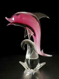 Formia Vertri Di 13 Murano Italian Porpoise Pink Dolphin Glass Sculpture Statue