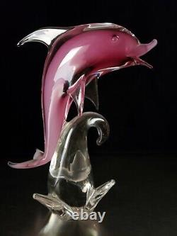 Formia Vertri Di 13 Murano Italian Porpoise Pink Dolphin Glass Sculpture Statue