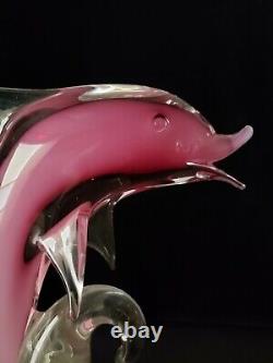 Formia Vertri Di 13 Murano Italian Porpoise Pink Dolphin Glass Sculpture Statue