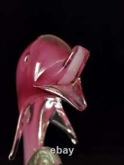 Formia Vertri Di 13 Murano Italian Porpoise Pink Dolphin Glass Sculpture Statue