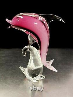 Formia Vertri Di 13 Murano Italian Porpoise Pink Dolphin Glass Sculpture Statue