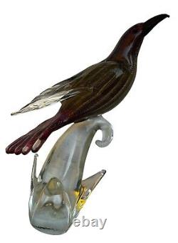 Formia Vetri Di Murano Hand Blown Glass Bird Infused With 24 kt Gold Flecks MCM