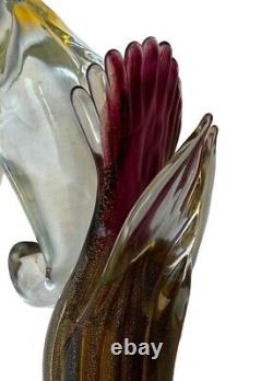 Formia Vetri Di Murano Hand Blown Glass Bird Infused With 24 kt Gold Flecks MCM