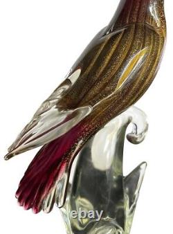 Formia Vetri Di Murano Hand Blown Glass Bird Infused With 24 kt Gold Flecks MCM