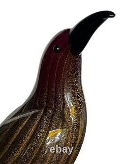 Formia Vetri Di Murano Hand Blown Glass Bird Infused With 24 kt Gold Flecks MCM