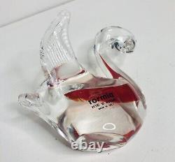 Formia Vetri Di Murano Italy Red Clear Blown Glass Swan Bird Vintage Retro