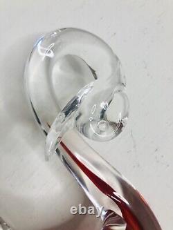 Formia Vetri Di Murano Italy Red Clear Blown Glass Swan Bird Vintage Retro