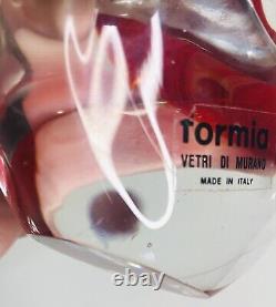 Formia Vetri Di Murano Italy Red Clear Blown Glass Swan Bird Vintage Retro
